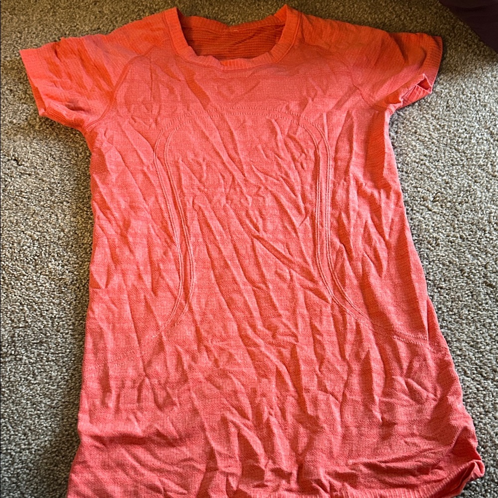 lululemon athletica Vibrant Coral run swiftly Short Sleeve Top